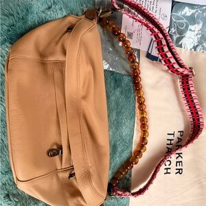 Parker Thatch Cross Your Heart Leather Butterscotch AND Woven Crossbody Strap